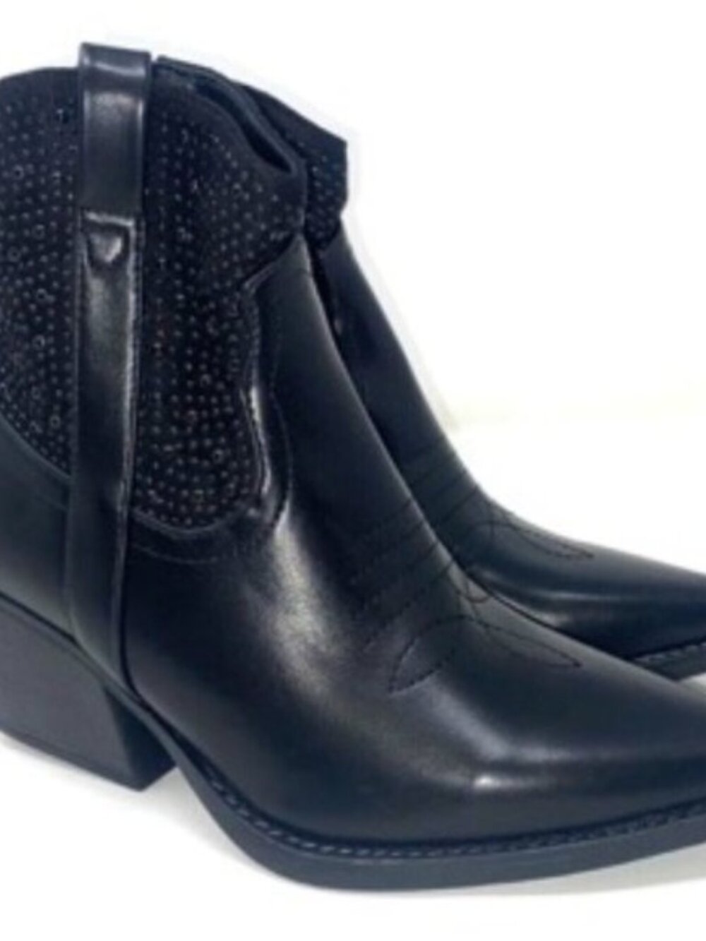 TOP MODA Elk-66 Women's Western Zipper Ankle Heel Bootie Black Size 6 - Picture 3 of 8